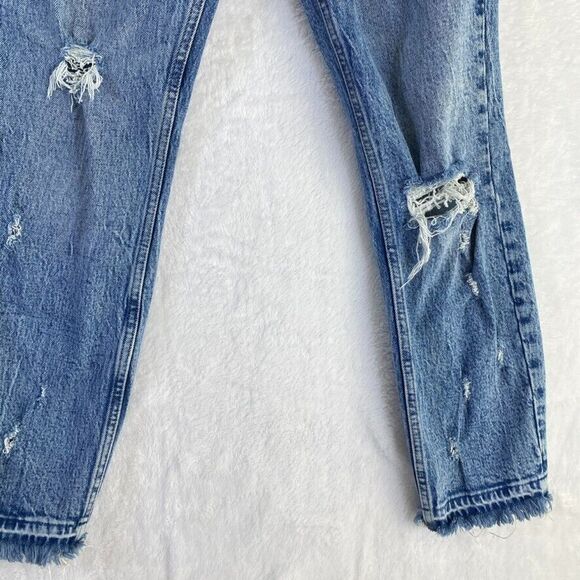 Abercrombie & Fitch Jeans Women Sz 26 The Mom High Rise Distressed Raw Hem - Picture 6 of 16